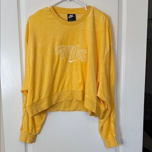 Nike Sportswear Retro Femme Terry Cropped Sweatshirt Pullover Yellow XL